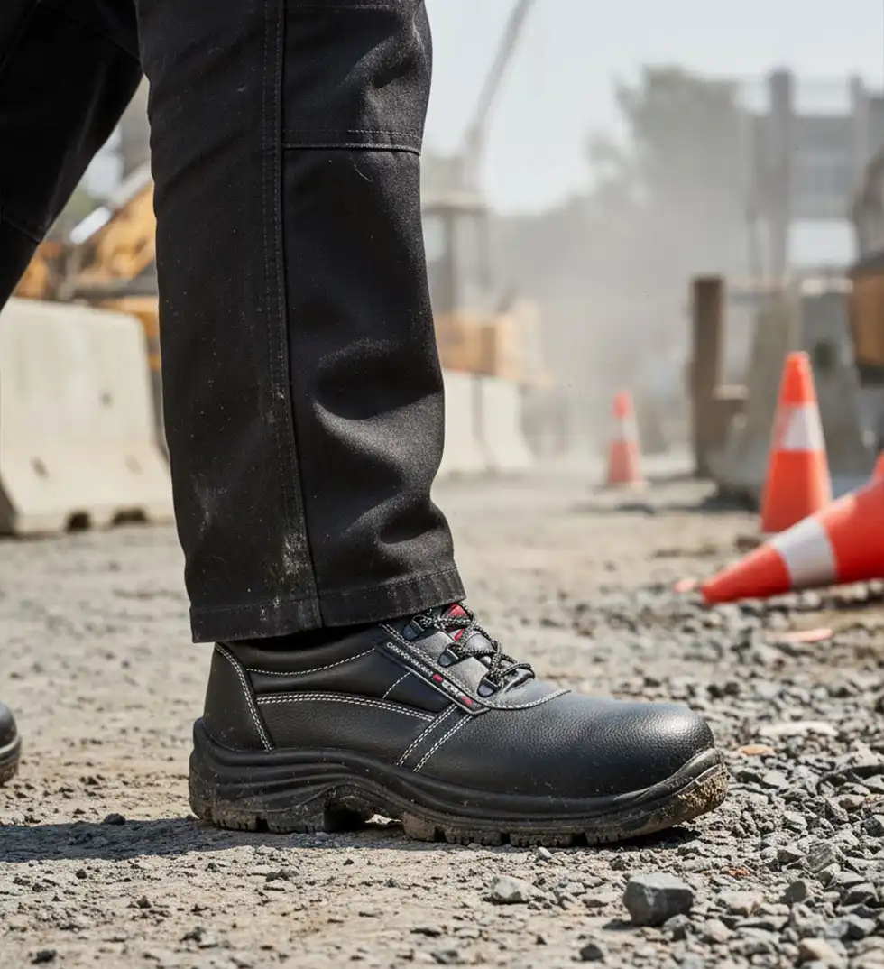 ALVIT Scarpa antinfortunistica Bassa linea Bases in pelle indossata in ambiente di lavoro edile