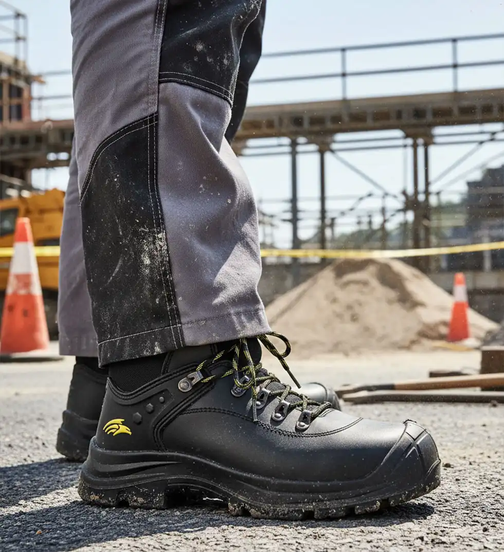 PB1C BLACK HIGH Scarpa antinfortunistica Media linea Bases in pelle impermeabile indossata all'esterno